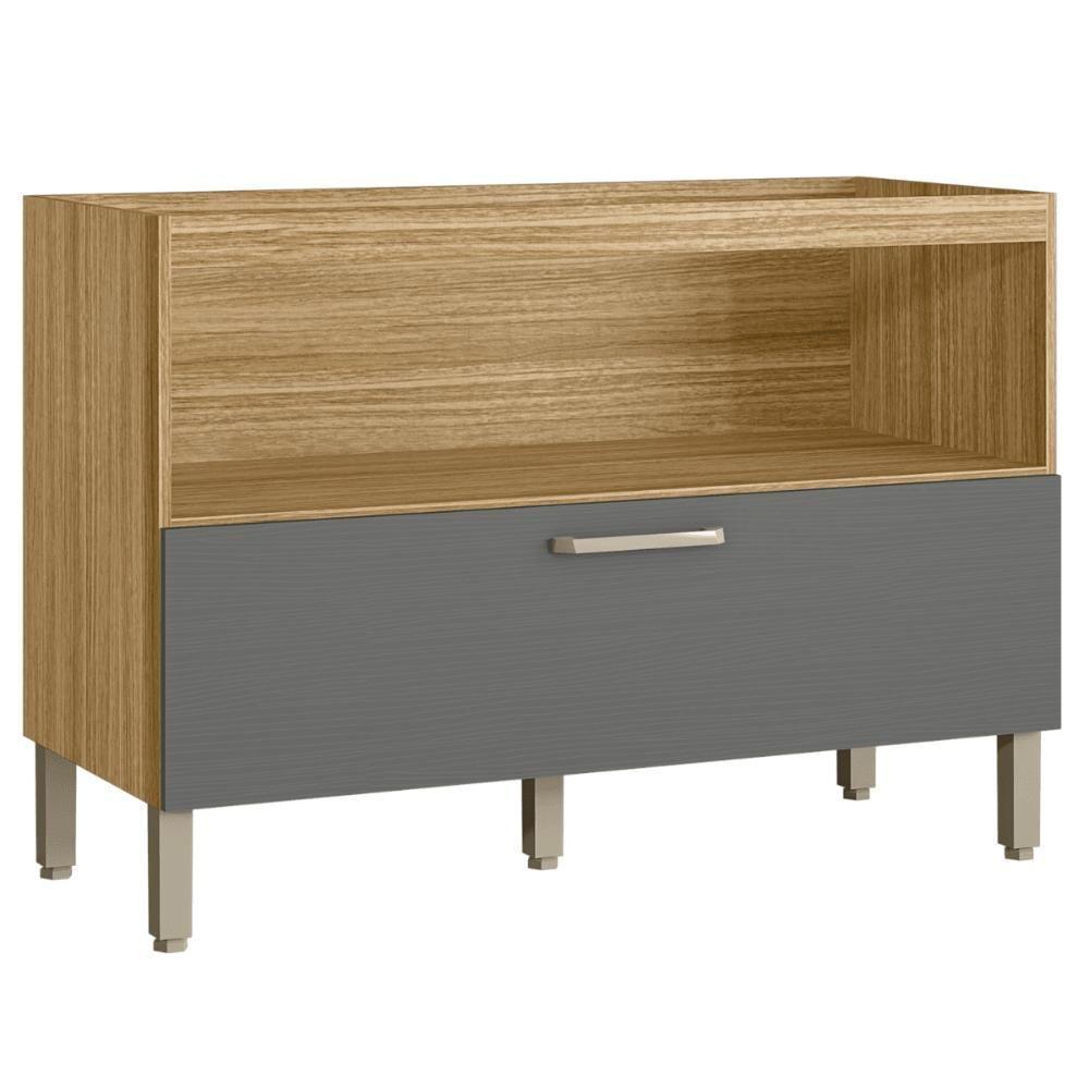 Balcão 1 Basculante C/ Gaveteiro 120 Cm Ametista Freijó Gris - 4