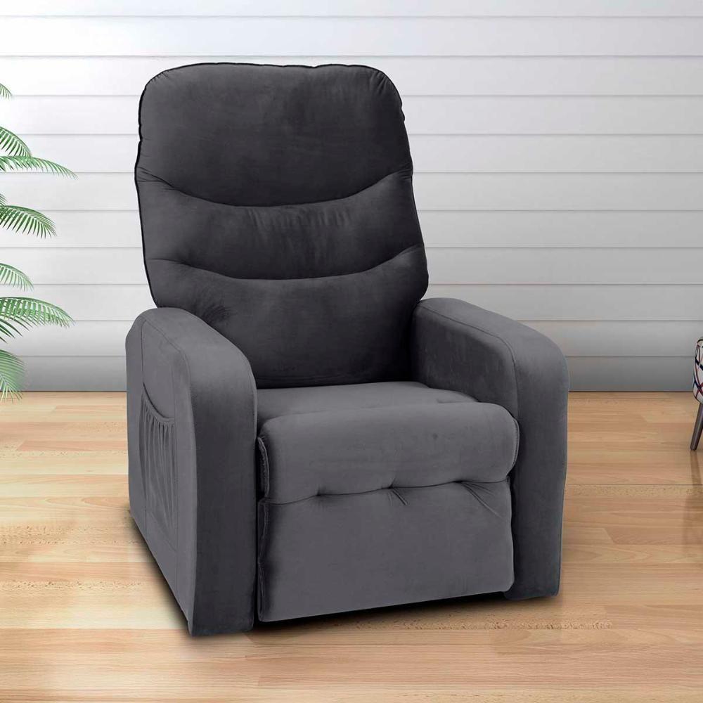Poltrona Do Papai Reclinável Confortavél Punto Matrix Veludo Cinza - 3