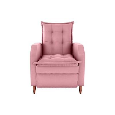 Poltrona Amamentação Luxo Reclinável Com Assento Confortável Yaris Matrix Veludo Turkey Rosa