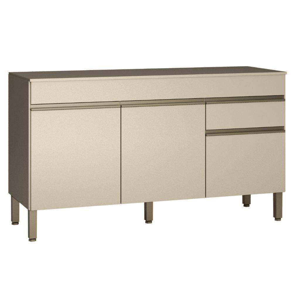 Balcao 3 Portas C/ Gaveteiro 1,50 Line C/ Tampo Vanilla - 2