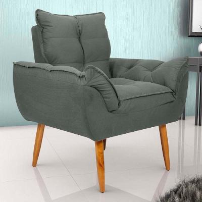 Poltrona Opala Tokio Para Descanço Confortável Toquio Matrix Suede Cinza
