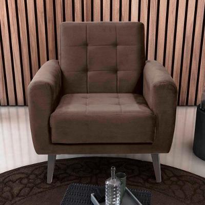 Poltrona Para Descanço Com Pés De Madeira Livia Matrix Veludo Marrom