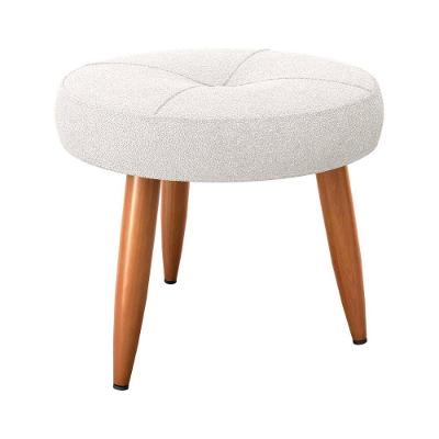 Puff Baixo Decorativo Para Descanço Havana Matrix Boucle Bege
