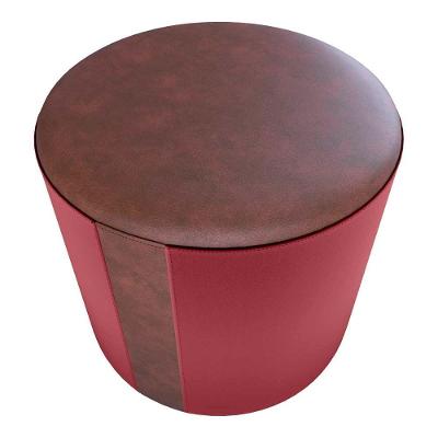 Puff Banqueta Redondo Luxo Copenhage Matrix Sintetico Marrom Veludo Vinho