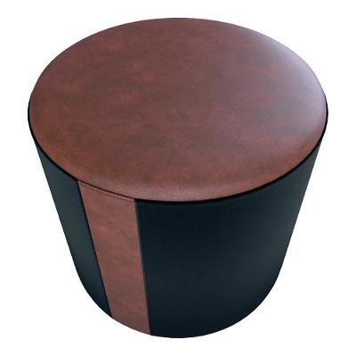 Puff Banqueta Redondo Luxo Copenhage Matrix Sintetico Marrom Veludo Preto