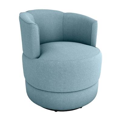 Poltrona Giratória Para Descanço Com Base De Metal Marselha Matrix Boucle Azul