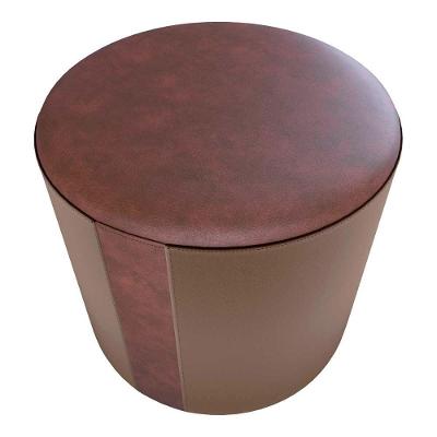 Puff Banqueta Redondo Luxo Copenhage Matrix Sintetico Marrom Veludo