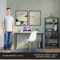Conjunto Escritório Home Office Com Mesa Industrial + Estante Escada Preto/cinza Madesa Preto/cinza - 7