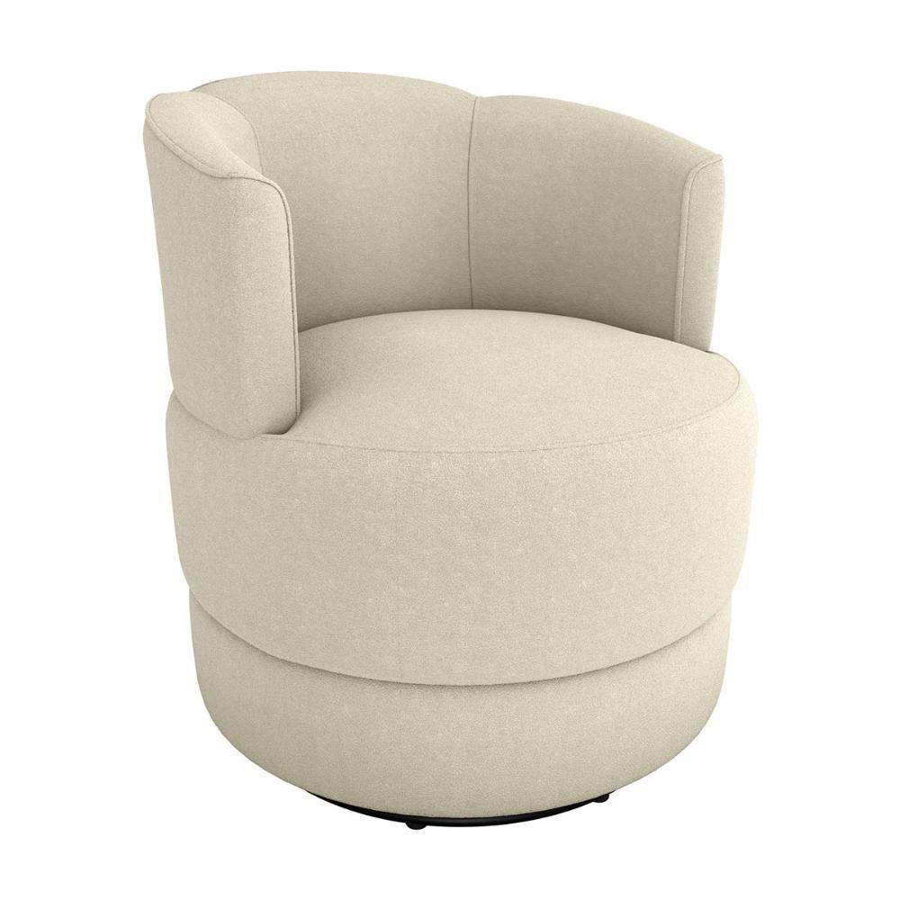 Poltrona Giratória Para Descanço Com Base De Metal Marselha Matrix Boucle Bege - 1