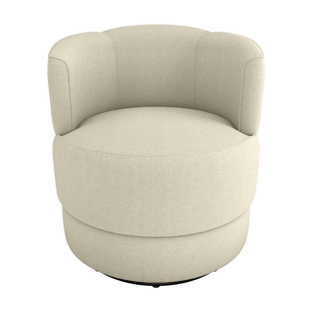 Poltrona Giratória Para Descanço Com Base De Metal Marselha Matrix Boucle Bege - 2