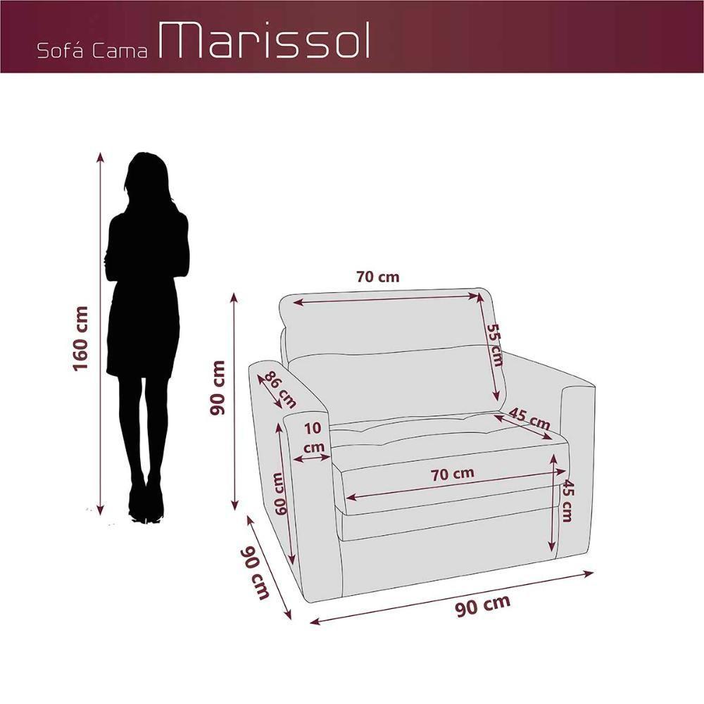 Sofa Cama Poltrona 1 Lugar Solteiro 0,90 Larg Marissol Matrix Suede Azul - 4