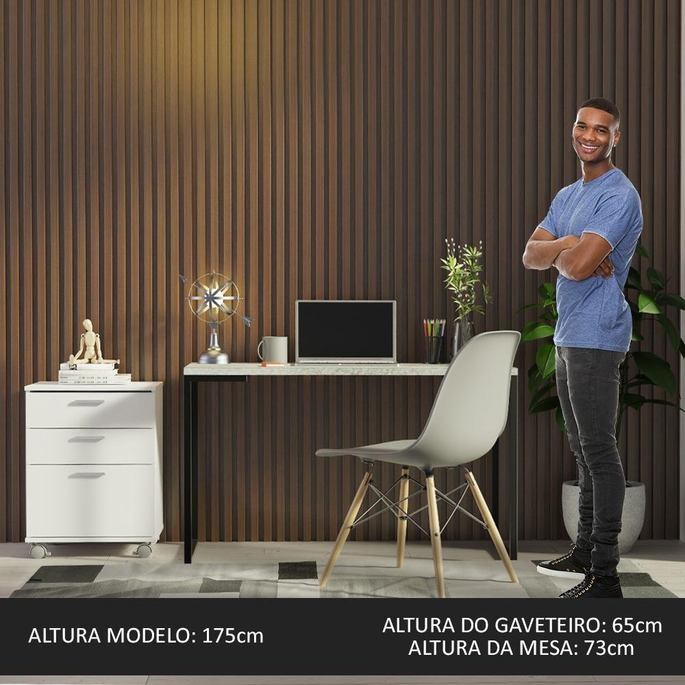 Conjunto Escritório Home Office Com Mesa Industrial + Gaveteiro Branco/cinza Madesa Branco/cinza - 5