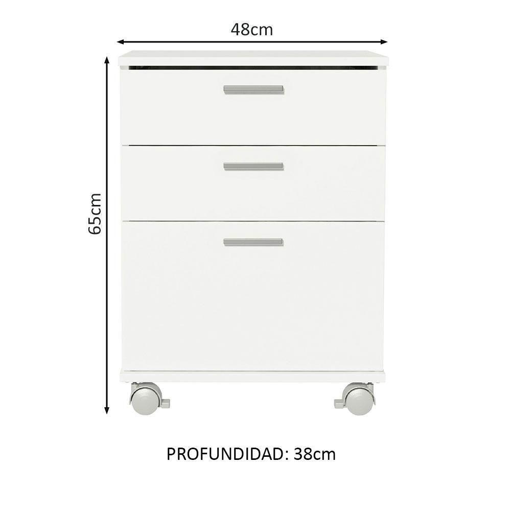 Conjunto Escritório Home Office Com Mesa Industrial + Gaveteiro Branco/cinza Madesa Branco/cinza - 6