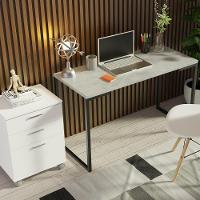 Conjunto Escritório Home Office Com Mesa Industrial + Gaveteiro Branco/cinza Madesa Branco/cinza