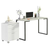 Conjunto Escritório Home Office Com Mesa Industrial + Gaveteiro Branco/cinza Madesa Branco/cinza - 8