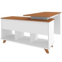 Mesa Para Escritório Home Office Escrivaninha Gold A02 Freijó Grafito Branco - Lyam Decor - 8