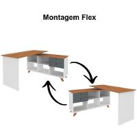 Mesa Para Escritório Home Office Escrivaninha Gold A02 Freijó Grafito Branco - Lyam Decor - 10