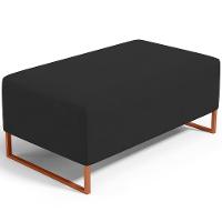 Puff Decorativo Sala De Estar Cléo 90cm Base De Ferro Cobre W01 Suede Preto - Lyam Decor - 1