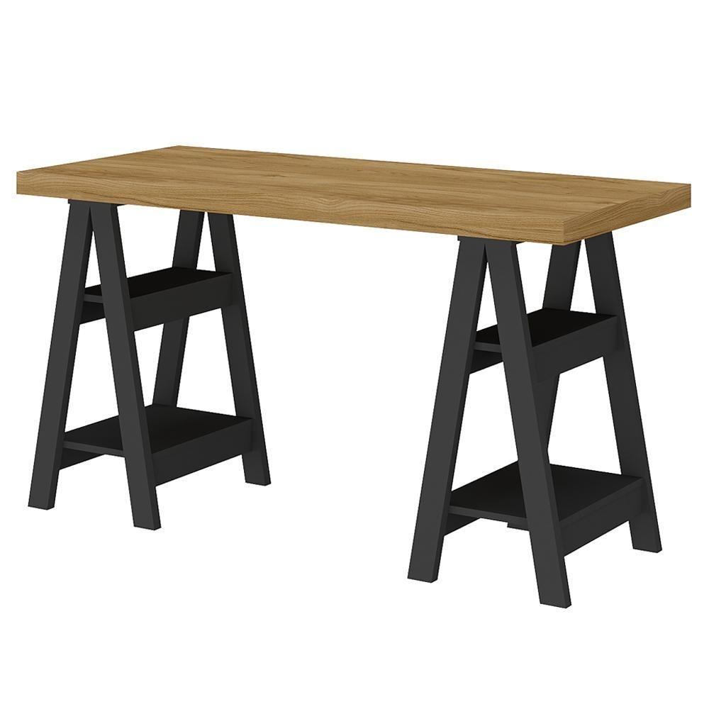 Mesa Para Escritório Escrivaninha Home Office Art A02 Olmo Preto - Lyam Decor - 3