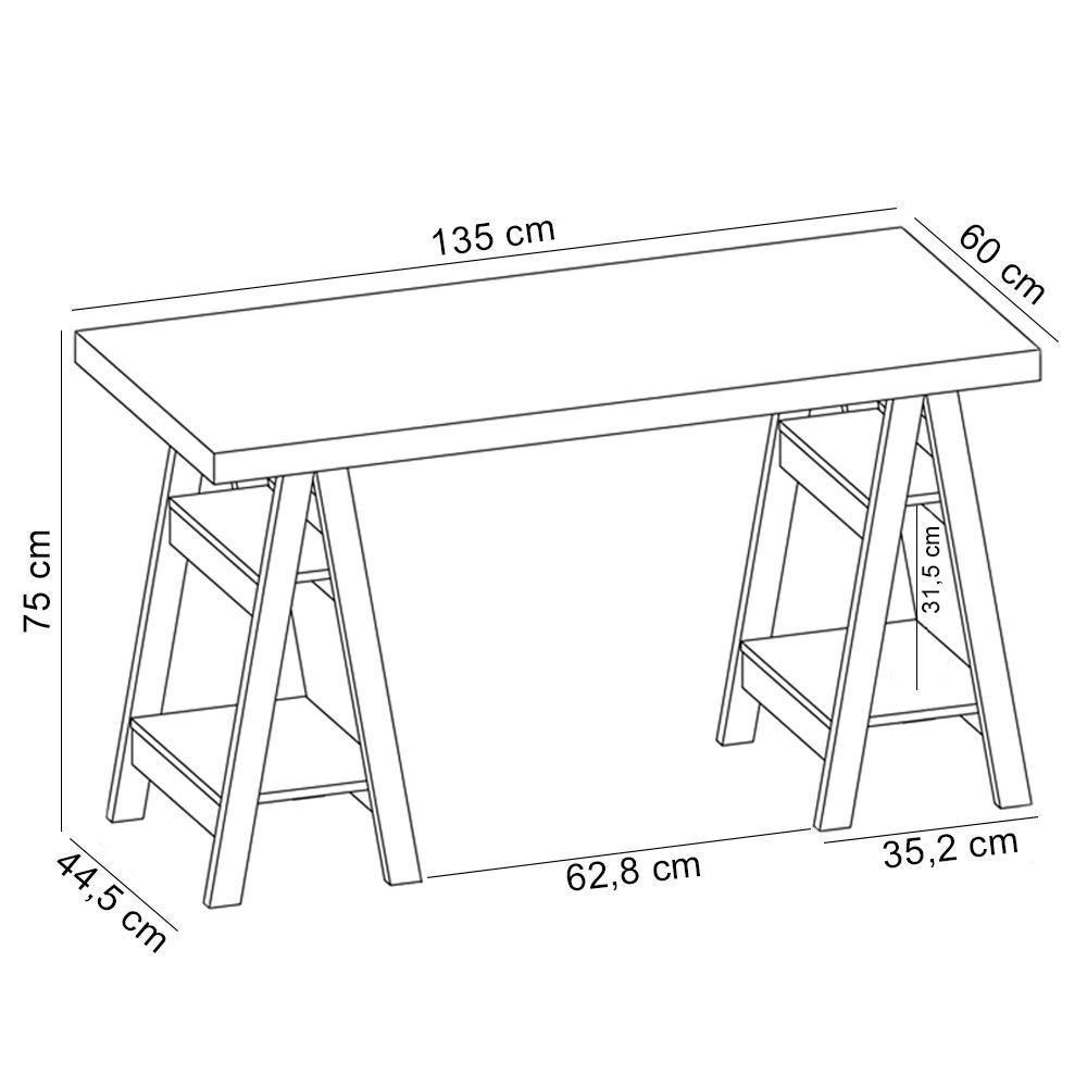Mesa Para Escritório Escrivaninha Home Office Art A02 Olmo Preto - Lyam Decor - 5