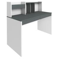Mesa Para Escritório Escrivaninha Home Office Cefas A02 Grafito Branco - Lyam Decor - 1