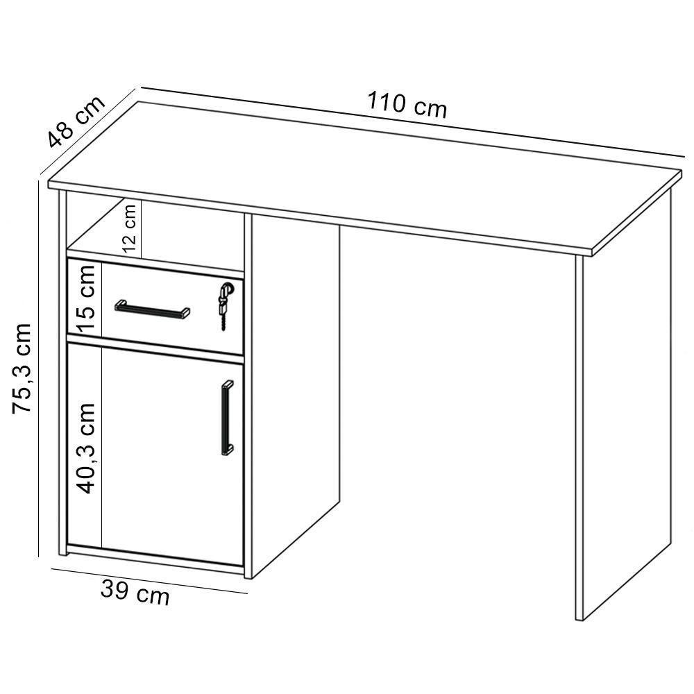 Mesa Para Escritório Escrivaninha Home Office Hall A02 Carvalho Branco - Lyam Decor - 5
