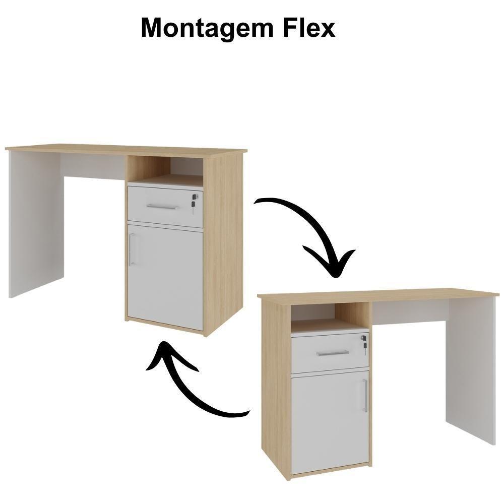 Mesa Para Escritório Escrivaninha Home Office Hall A02 Carvalho Branco - Lyam Decor - 9