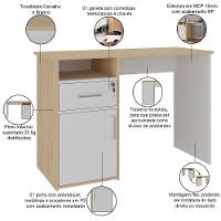 Mesa Para Escritório Escrivaninha Home Office Hall A02 Carvalho Branco - Lyam Decor