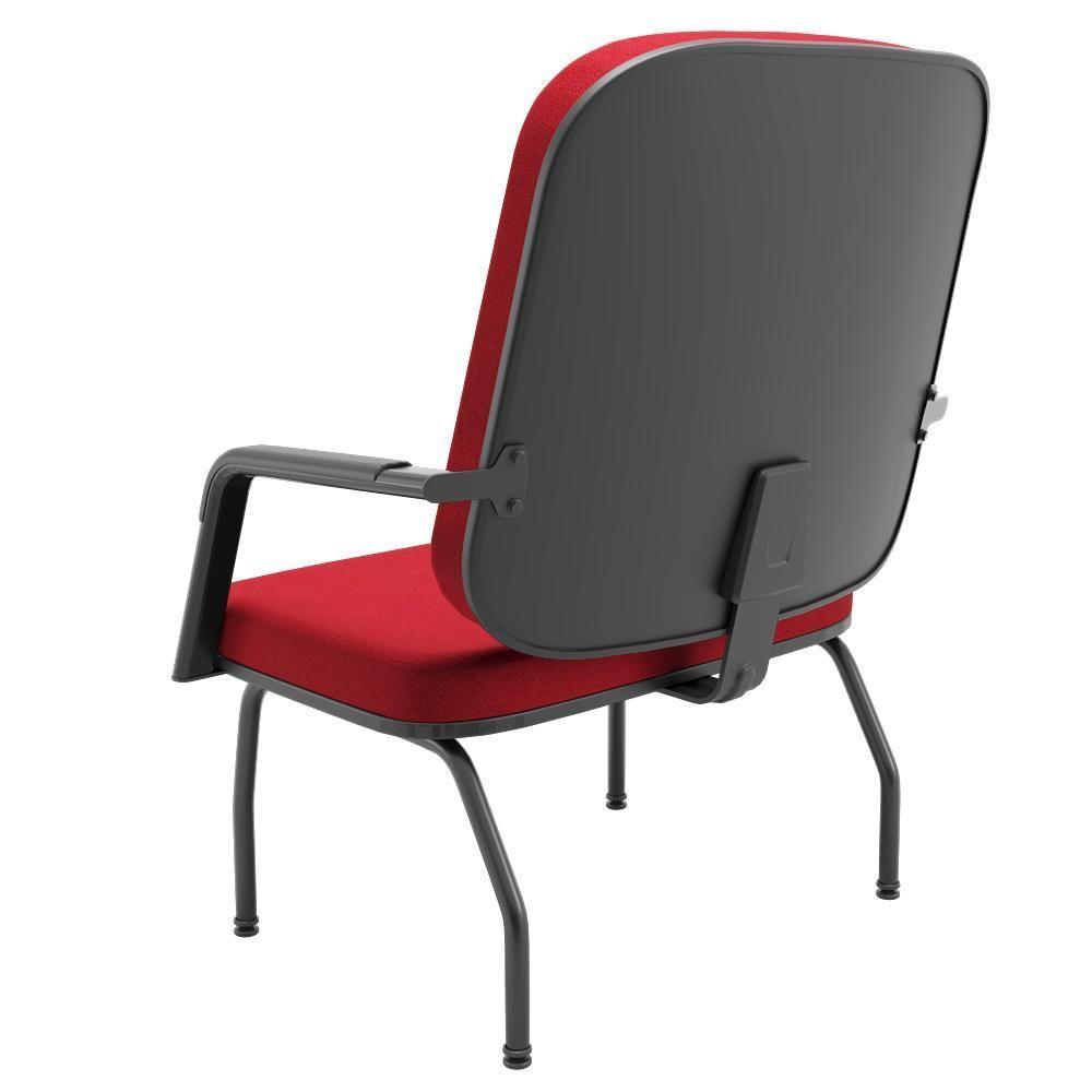 Cadeira De Escritório Recepção Com Braço Fixa Preta Magno P03 Crepe Vermelho - Lyam Decor - 6