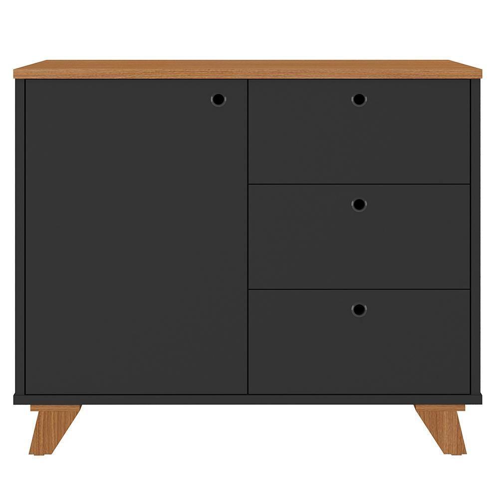 Balcão Para Escritório Home Office Multiuso Lugano A02 Freijó Preto - Lyam Decor - 3