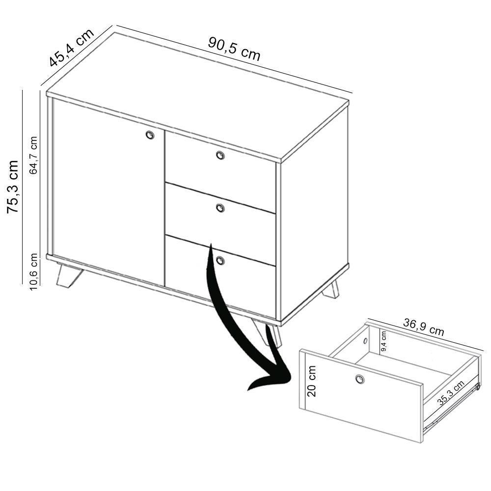 Balcão Para Escritório Home Office Multiuso Lugano A02 Freijó Preto - Lyam Decor - 5