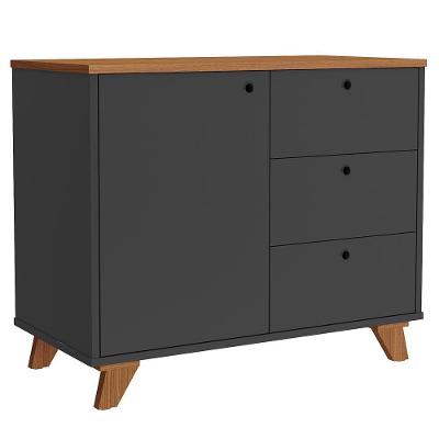 Balcão Para Escritório Home Office Multiuso Lugano A02 Freijó Preto - Lyam Decor