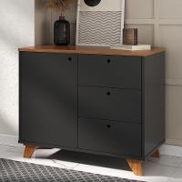 Balcão Para Escritório Home Office Multiuso Lugano A02 Freijó Preto - Lyam Decor - 2