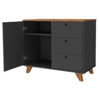 Balcão Para Escritório Home Office Multiuso Lugano A02 Freijó Preto - Lyam Decor - 6