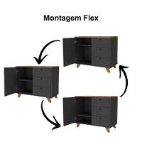 Balcão Para Escritório Home Office Multiuso Lugano A02 Freijó Preto - Lyam Decor - 9