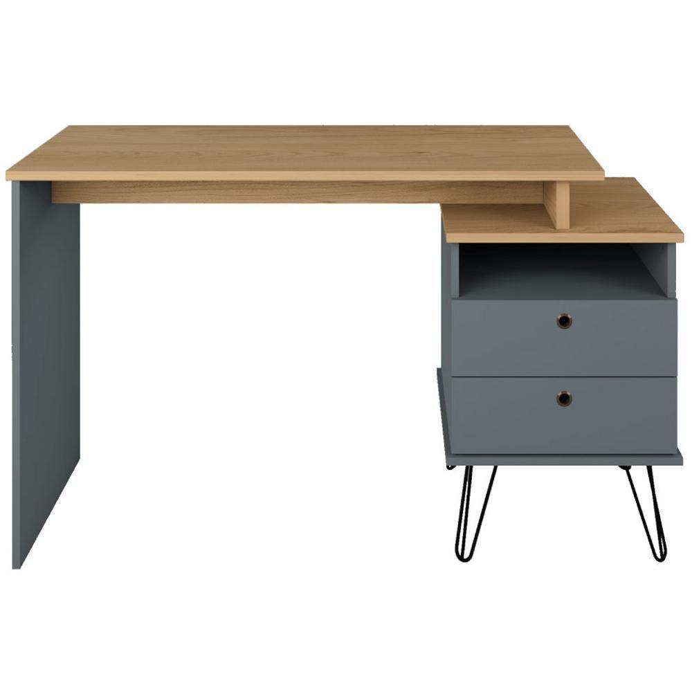 Mesa Para Escritório Escrivaninha Home Office Versa A02 Olmo Grafito - Lyam Decor - 3