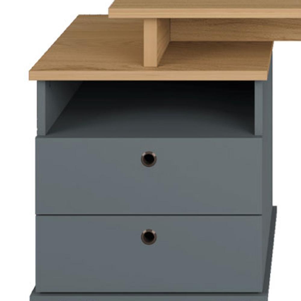 Mesa Para Escritório Escrivaninha Home Office Versa A02 Olmo Grafito - Lyam Decor - 8