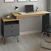 Mesa Para Escritório Escrivaninha Home Office Versa A02 Olmo Grafito - Lyam Decor - 2