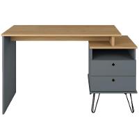 Mesa Para Escritório Escrivaninha Home Office Versa A02 Olmo Grafito - Lyam Decor - 3