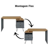 Mesa Para Escritório Escrivaninha Home Office Versa A02 Olmo Grafito - Lyam Decor - 9