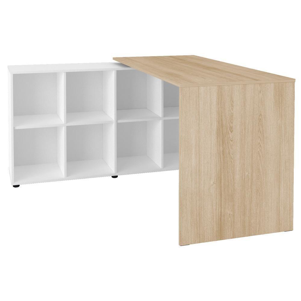 Mesa Para Escritório Escrivaninha Home Office Nero A02 Carvalho Branco - Lyam Decor - 3