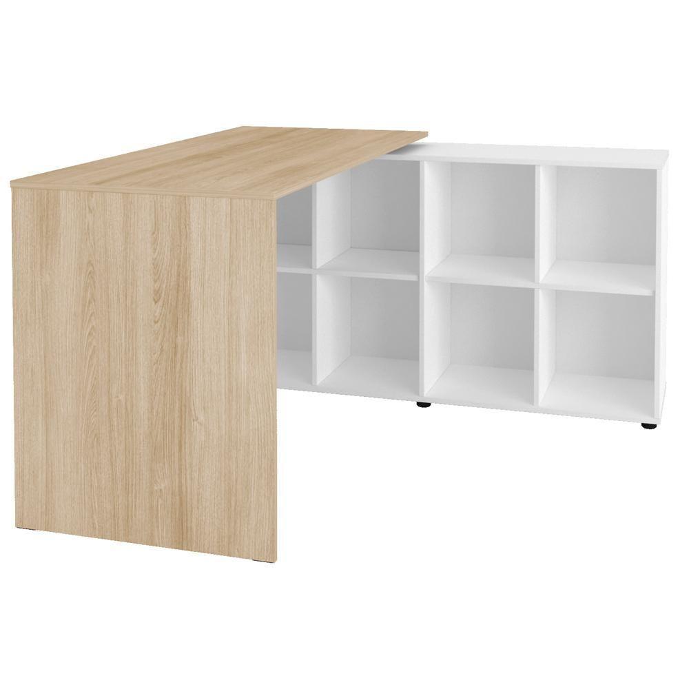Mesa Para Escritório Escrivaninha Home Office Nero A02 Carvalho Branco - Lyam Decor - 6