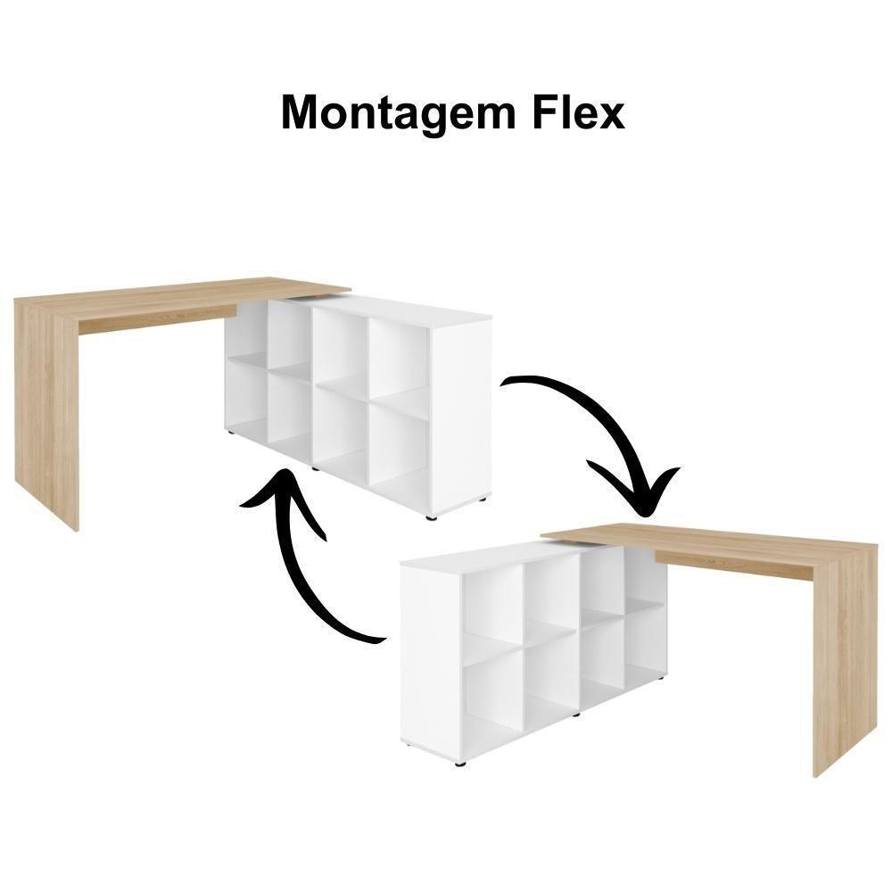Mesa Para Escritório Escrivaninha Home Office Nero A02 Carvalho Branco - Lyam Decor - 9