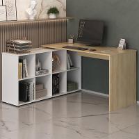 Mesa Para Escritório Escrivaninha Home Office Nero A02 Carvalho Branco - Lyam Decor - 2