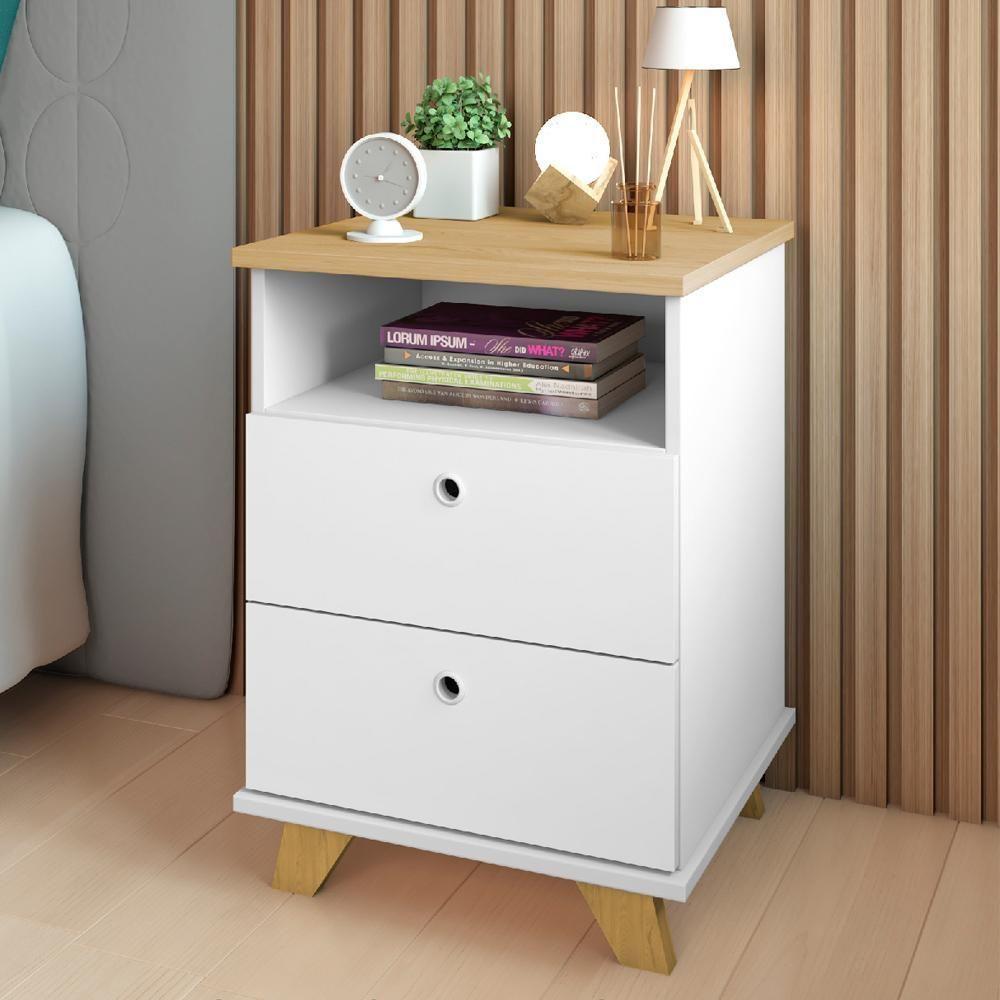 Gaveteiro Para Escritório Home Office 2 Gavetas Diem A02 Olmo Branco - Lyam Decor - 2