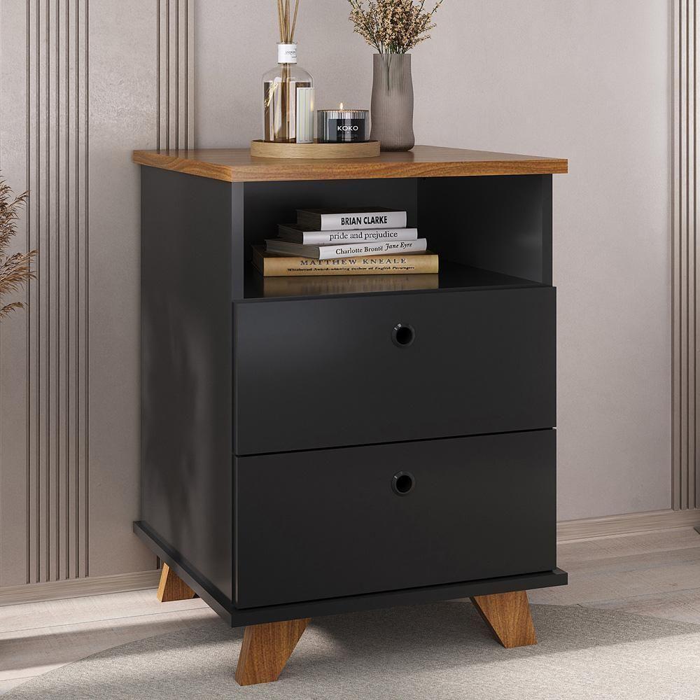 Gaveteiro Para Escritório Home Office 2 Gavetas Diem A02 Freijó Preto - Lyam Decor - 2