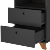 Gaveteiro Para Escritório Home Office 2 Gavetas Diem A02 Freijó Preto - Lyam Decor - 6