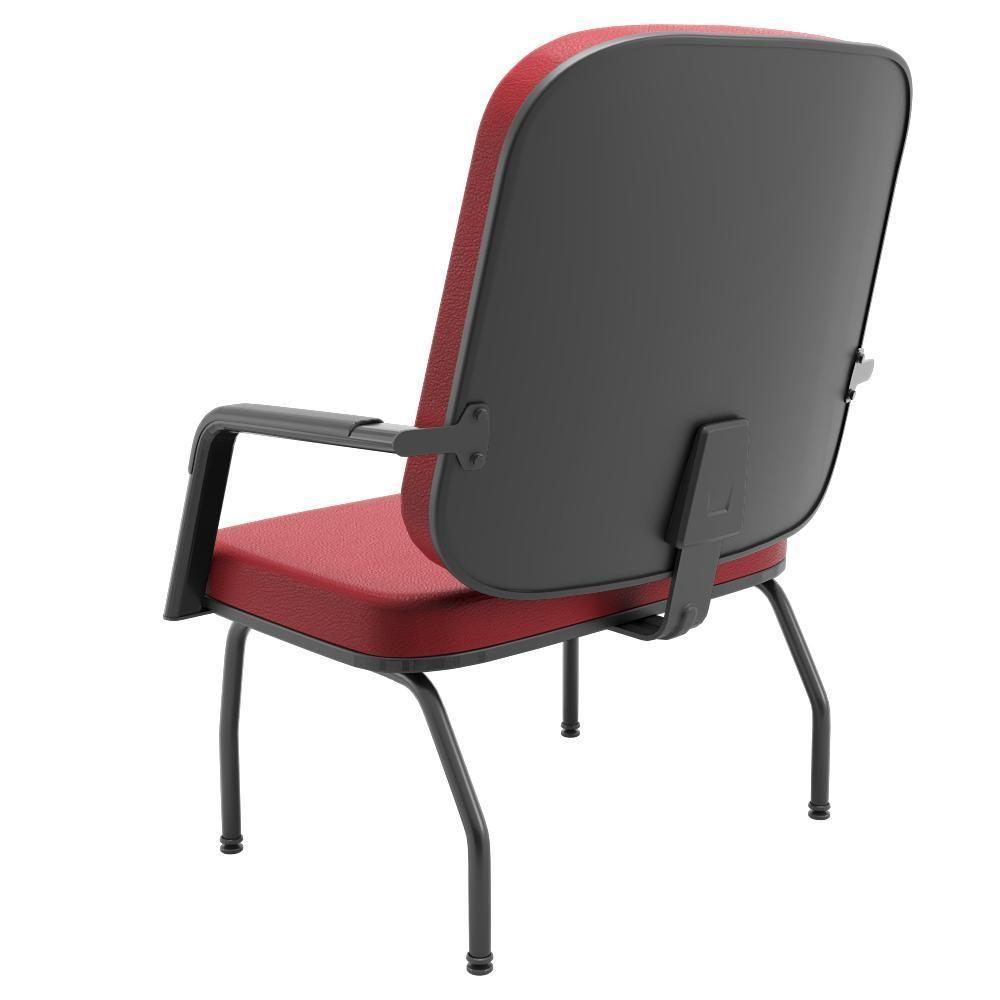 Cadeira De Escritório Recepção Com Braço Fixa Preta Magno P03 Vinil Vermelho - Lyam Decor - 6
