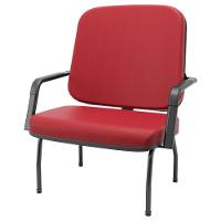 Cadeira De Escritório Recepção Com Braço Fixa Preta Magno P03 Vinil Vermelho - Lyam Decor - 5