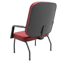 Cadeira De Escritório Recepção Com Braço Fixa Preta Magno P03 Vinil Vermelho - Lyam Decor - 6